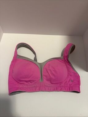 Lululemon Vintage Pink Gray Adjustable Sports Bra 32DD High Impact Running Gym